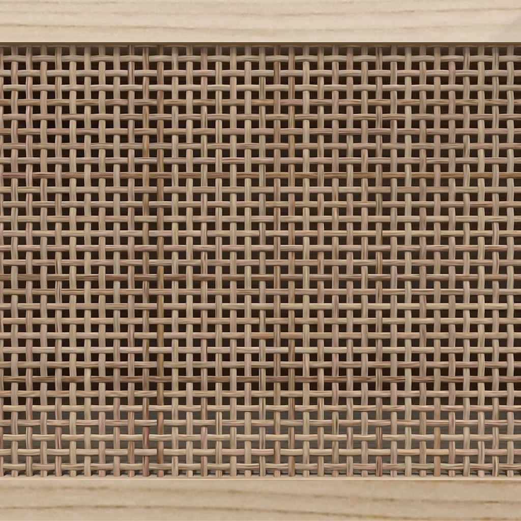 Fekete fenyőfa és természetes rattan TV-szekrény 80x30x40 cm 6