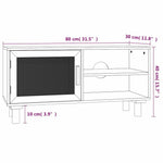 Fekete fenyőfa és természetes rattan TV-szekrény 80x30x40 cm 8
