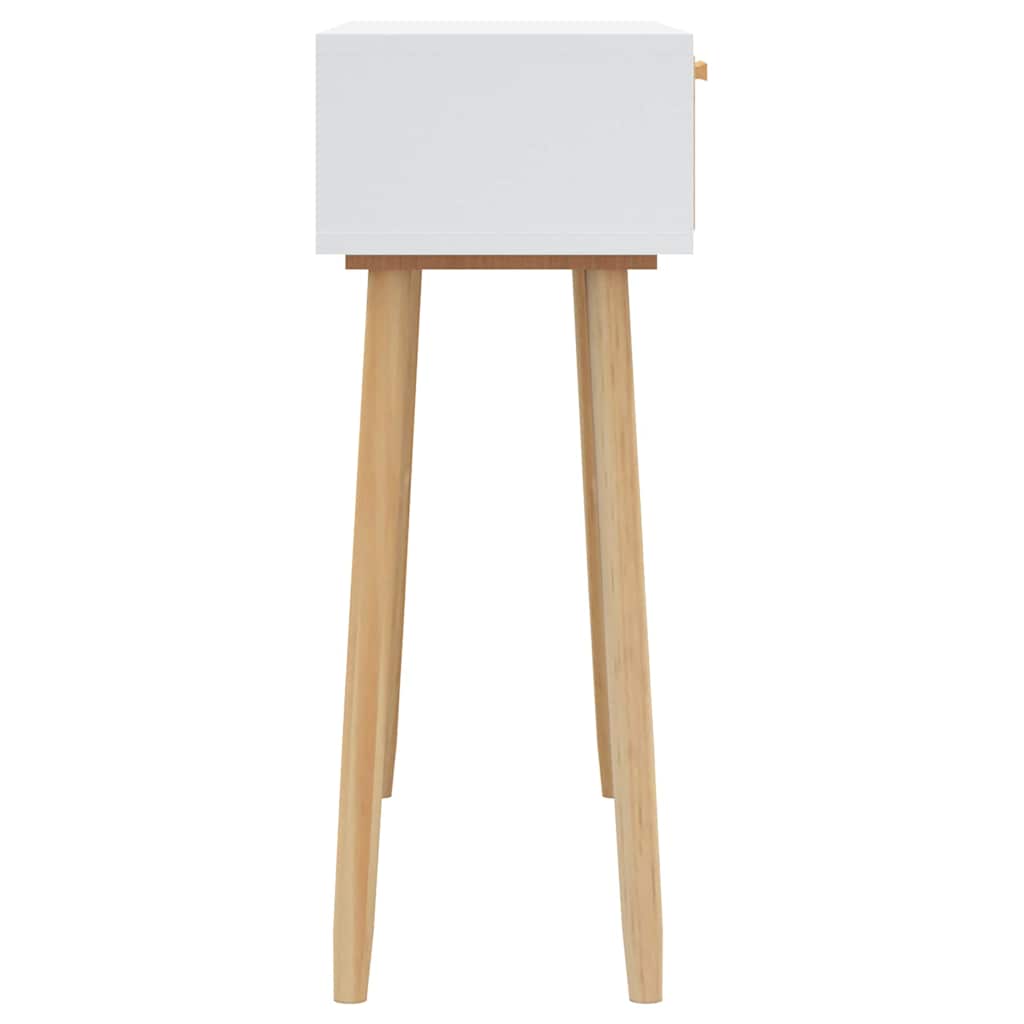Fehér tömör fenyő és természetes rattan tálaló 80x30x75 cm 5