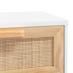 Fehér tömör fenyő és természetes rattan tálaló 80x30x75 cm 6