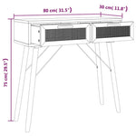 Fehér tömör fenyő és természetes rattan tálaló 80x30x75 cm 7