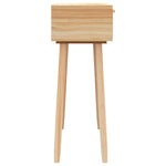 Barna tömör fenyő és természetes rattan kisasztal 80x30x75 cm 5