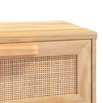 Barna tömör fenyő és természetes rattan kisasztal 80x30x75 cm 6