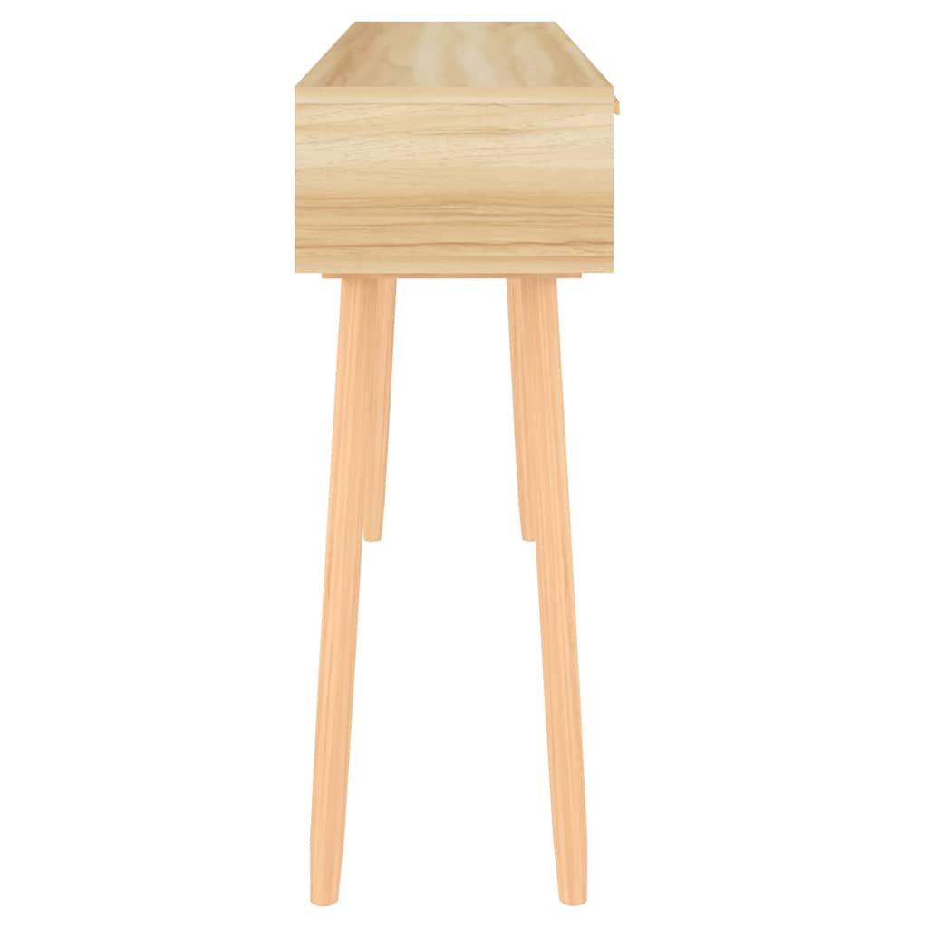Barna tömör fenyő és természetes rattan kisasztal 105x30x75 cm 6