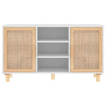 Fehér tömör fenyő/természetes rattan tálalószekrény 105x30x60cm 4