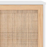Fehér tömör fenyő/természetes rattan tálalószekrény 105x30x60cm 7