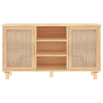 Barna tömör fenyő/természetes rattan tálalószekrény 105x30x60cm 4