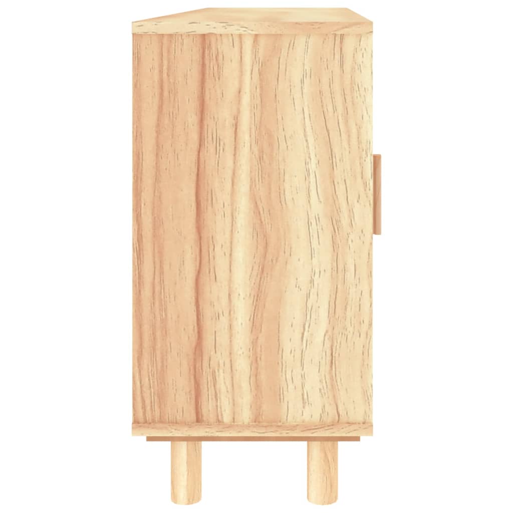 Barna tömör fenyő/természetes rattan tálalószekrény 105x30x60cm 6