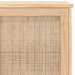 Barna tömör fenyő/természetes rattan tálalószekrény 105x30x60cm 7