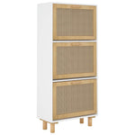 Fehér szerelt fa és természetes rattan cipőszekrény 52x25x115cm 4