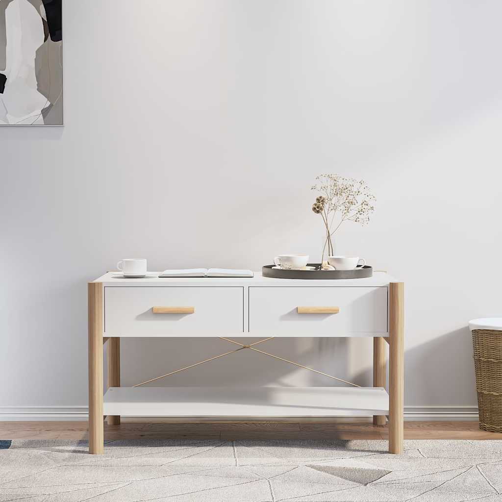 Fehér szerelt fa dohányzóasztal 82 x 48 x 45 cm
