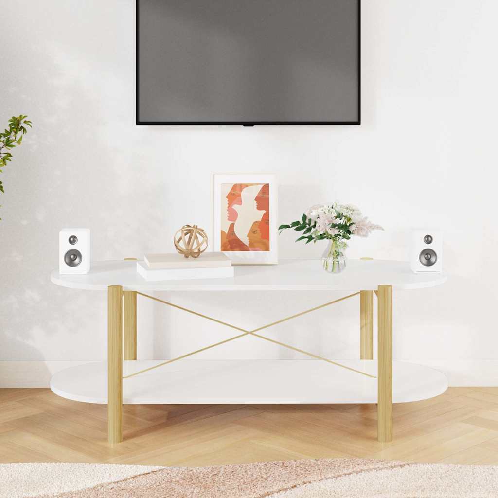 Fehér szerelt fa dohányzóasztal 110 x 48 x 40 cm 3