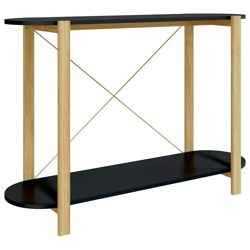 Fekete szerelt fa tálalóasztal 110 x 38 x 75 cm 2