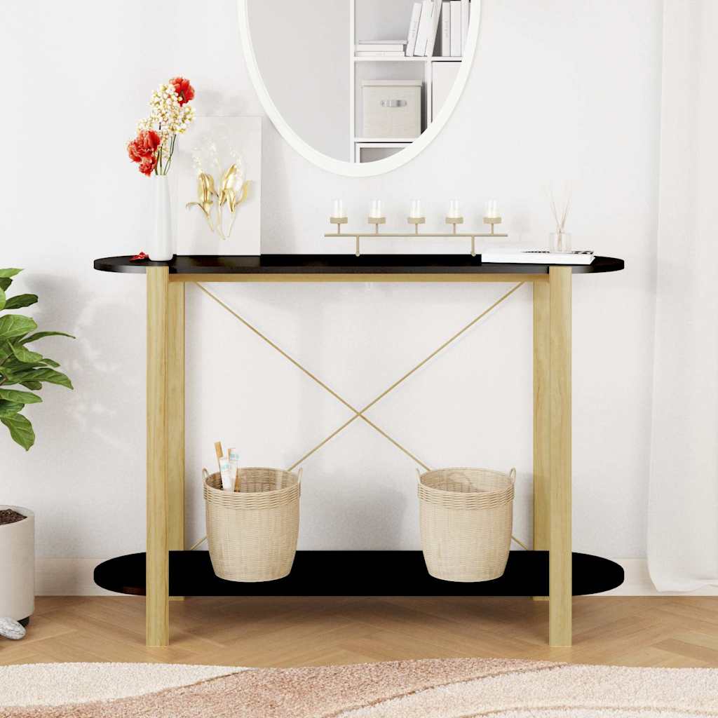 Fekete szerelt fa tálalóasztal 110 x 38 x 75 cm 3