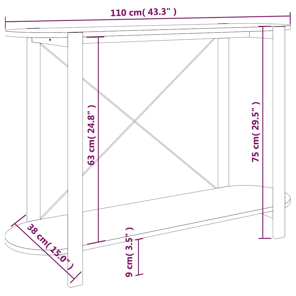 Fekete szerelt fa tálalóasztal 110 x 38 x 75 cm 7