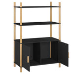 Fekete szerelt fa magasszekrény 80x40x121 cm 5