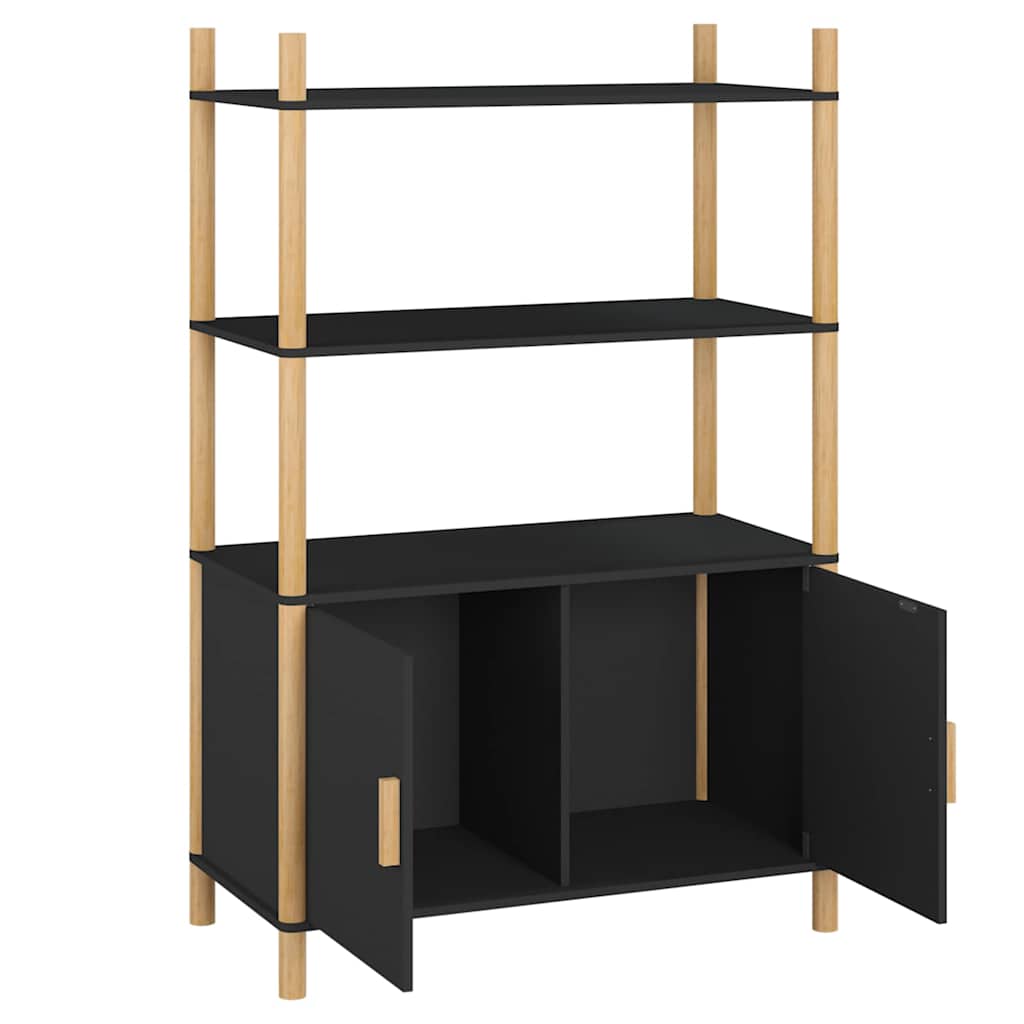 Fekete szerelt fa magasszekrény 80x40x121 cm 5