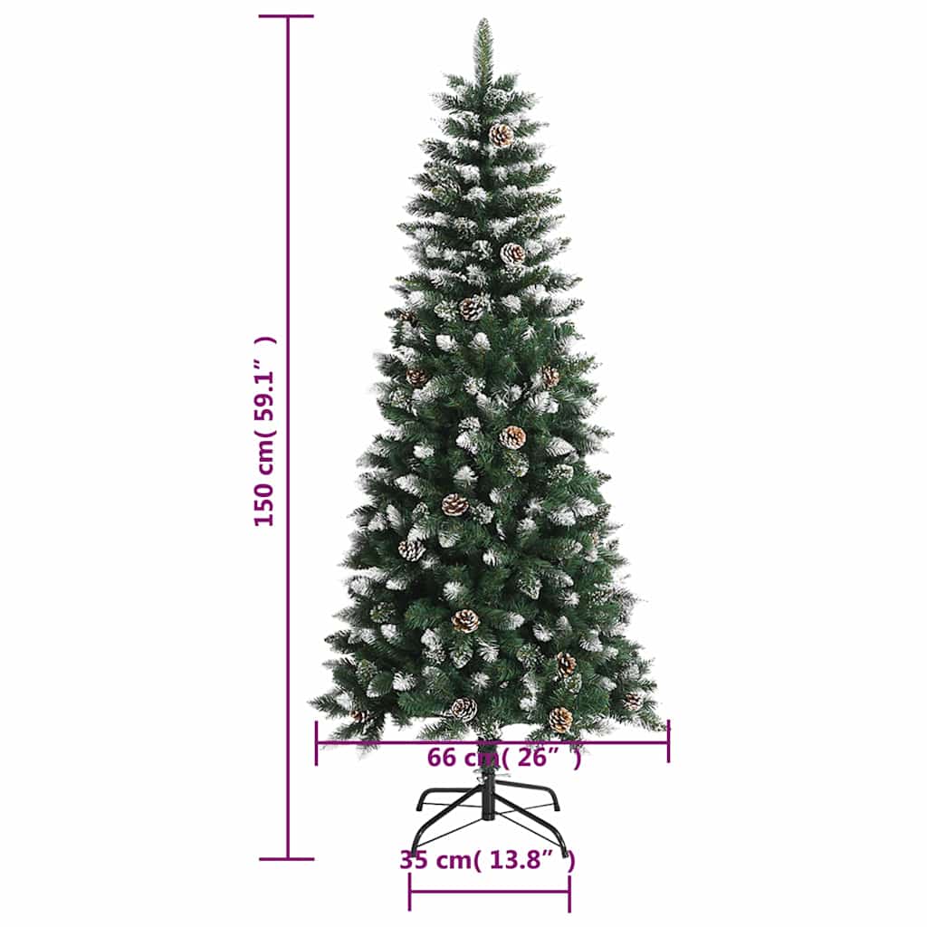 Zöld PVC műkarácsonyfa állvánnyal 150 cm 9