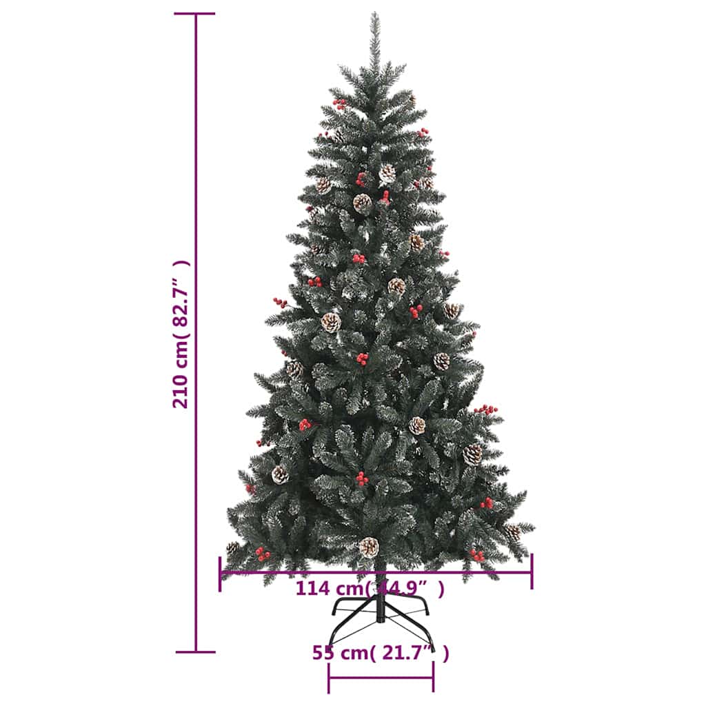 Zöld PVC műkarácsonyfa állvánnyal 210 cm 9