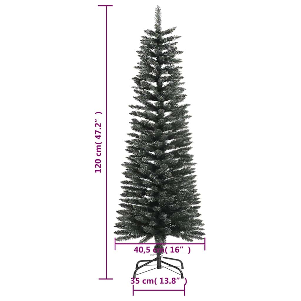 Zöld PVC vékony műkarácsonyfa állvánnyal 120 cm 7