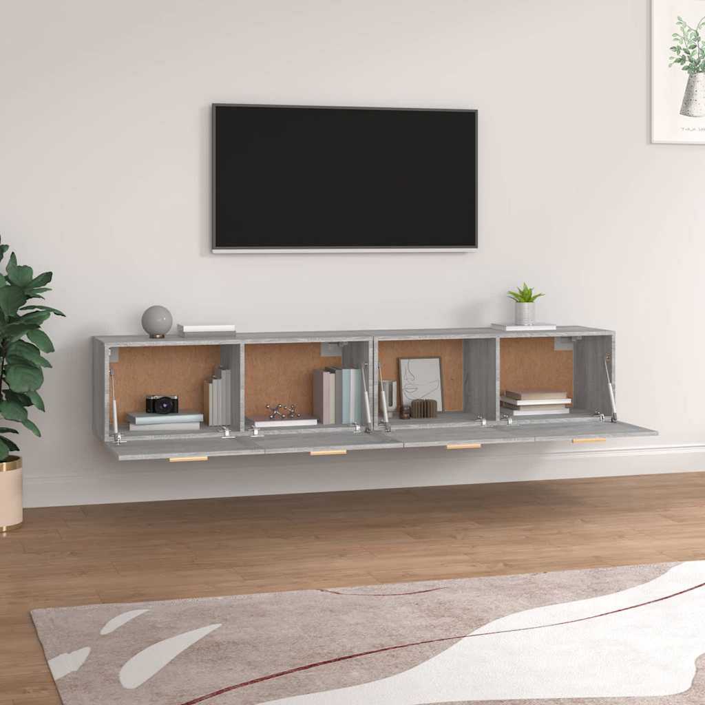 2 db szürke sonoma színű szerelt fa faliszekrény 100x36,5x35 cm 3