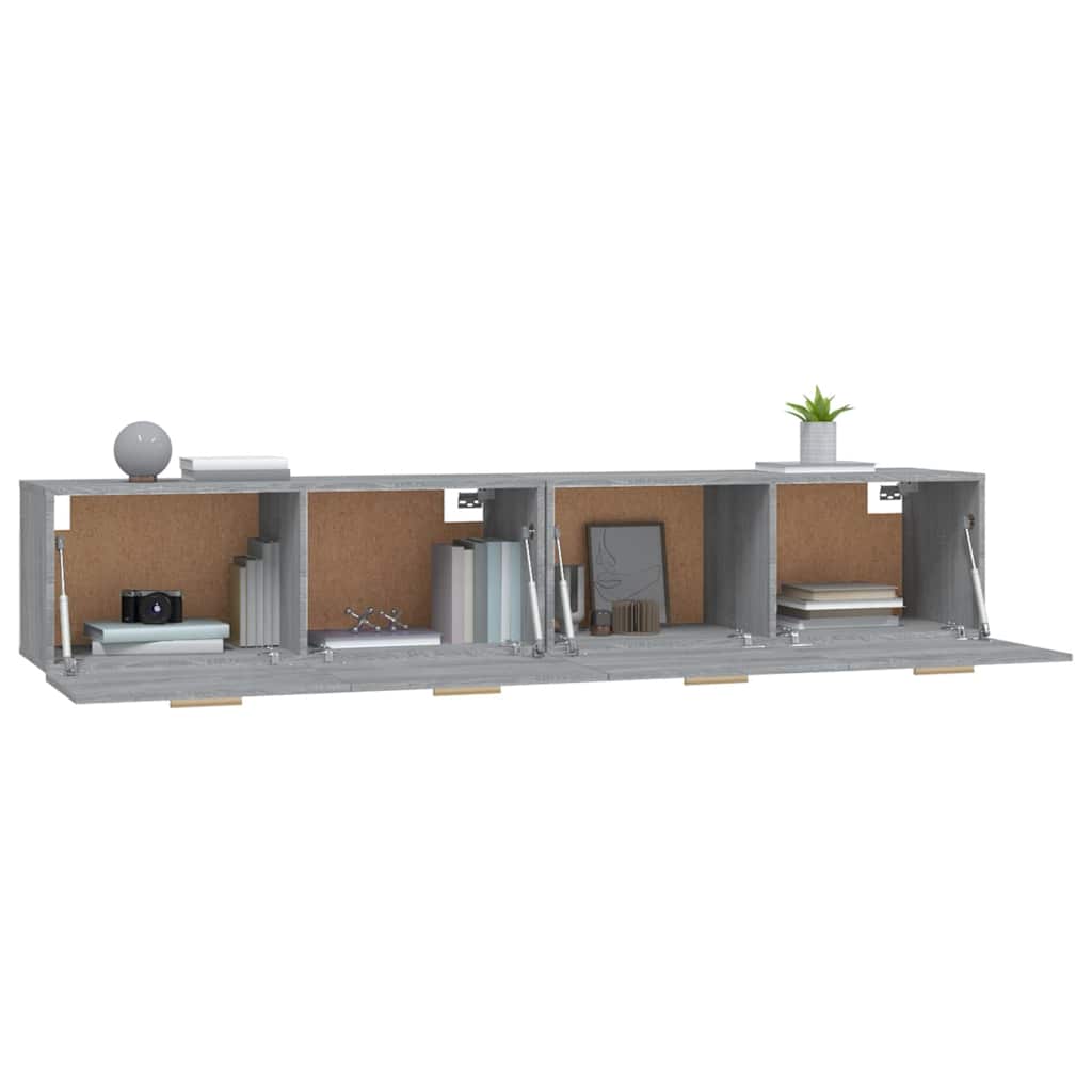 2 db szürke sonoma színű szerelt fa faliszekrény 100x36,5x35 cm 4