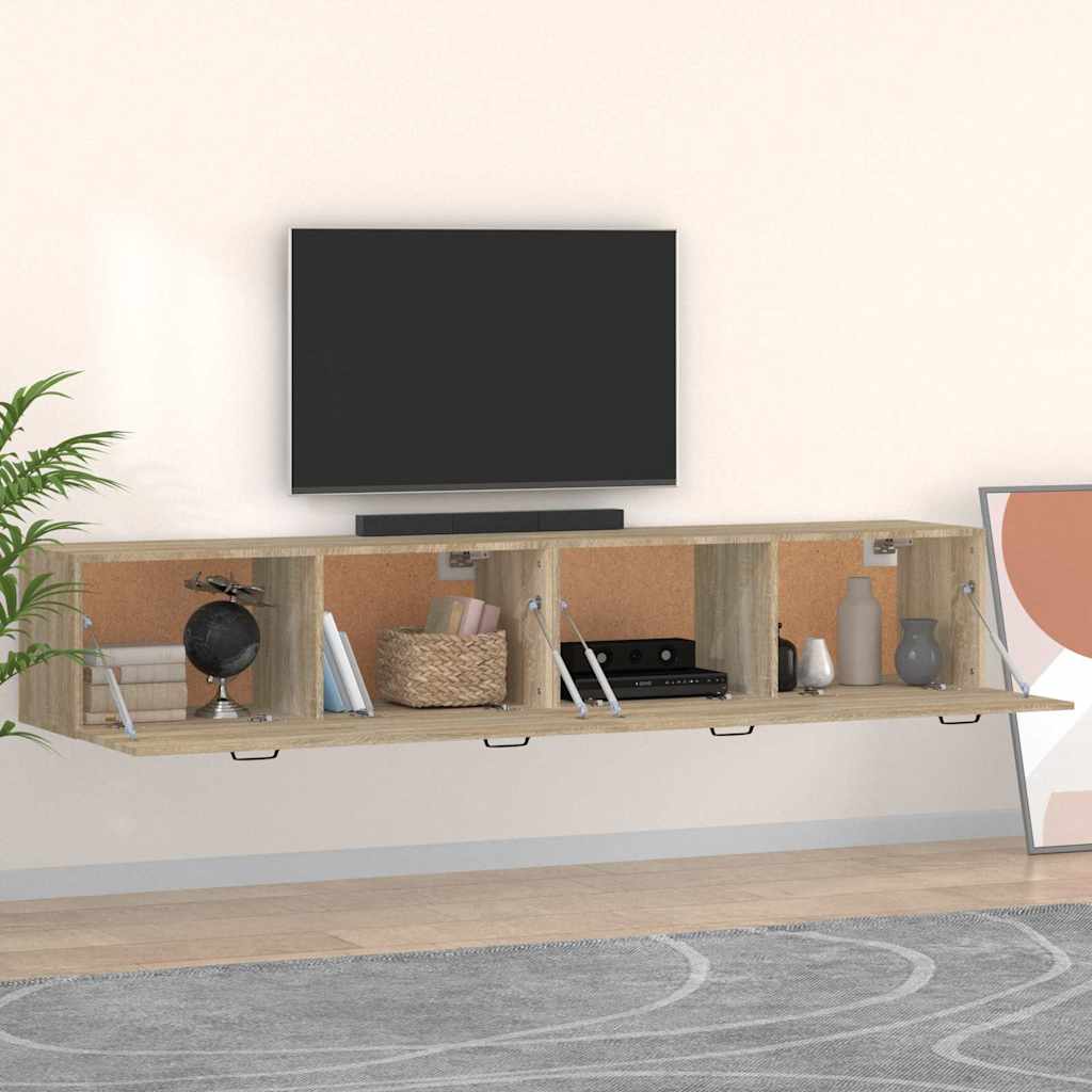 2 db sonoma tölgy színű szerelt fa faliszekrény 100x36,5x35 cm 3