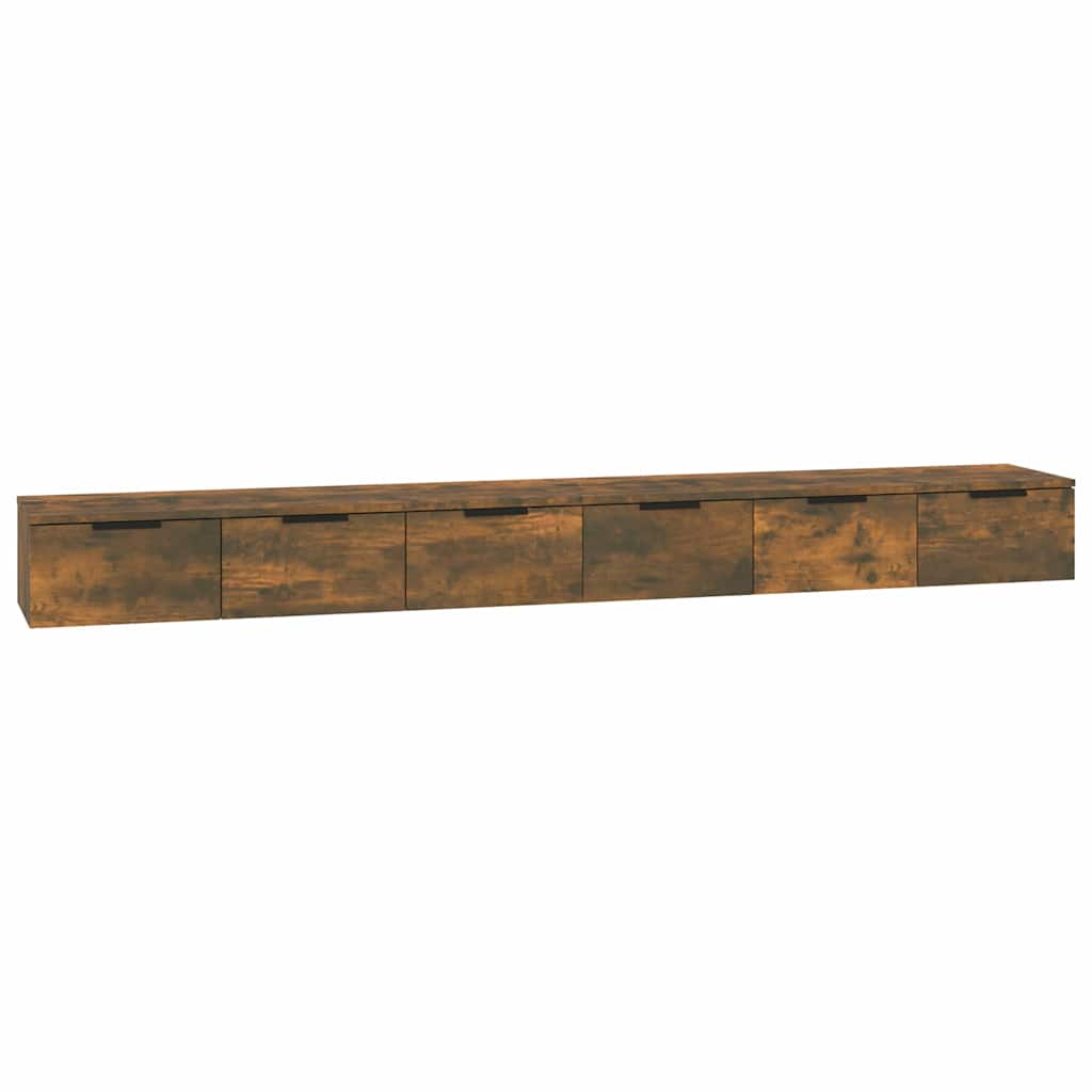 2 db füstös tölgy színű szerelt fa faliszekrény 102x30x20 cm 2