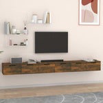 2 db füstös tölgy színű szerelt fa faliszekrény 102x30x20 cm