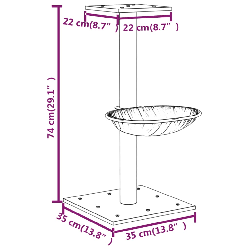 Krémszínű macskabútor szizál kaparófával 74 cm 9