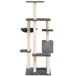 Sötétszürke macskabútor szizál kaparófával 142 cm 4