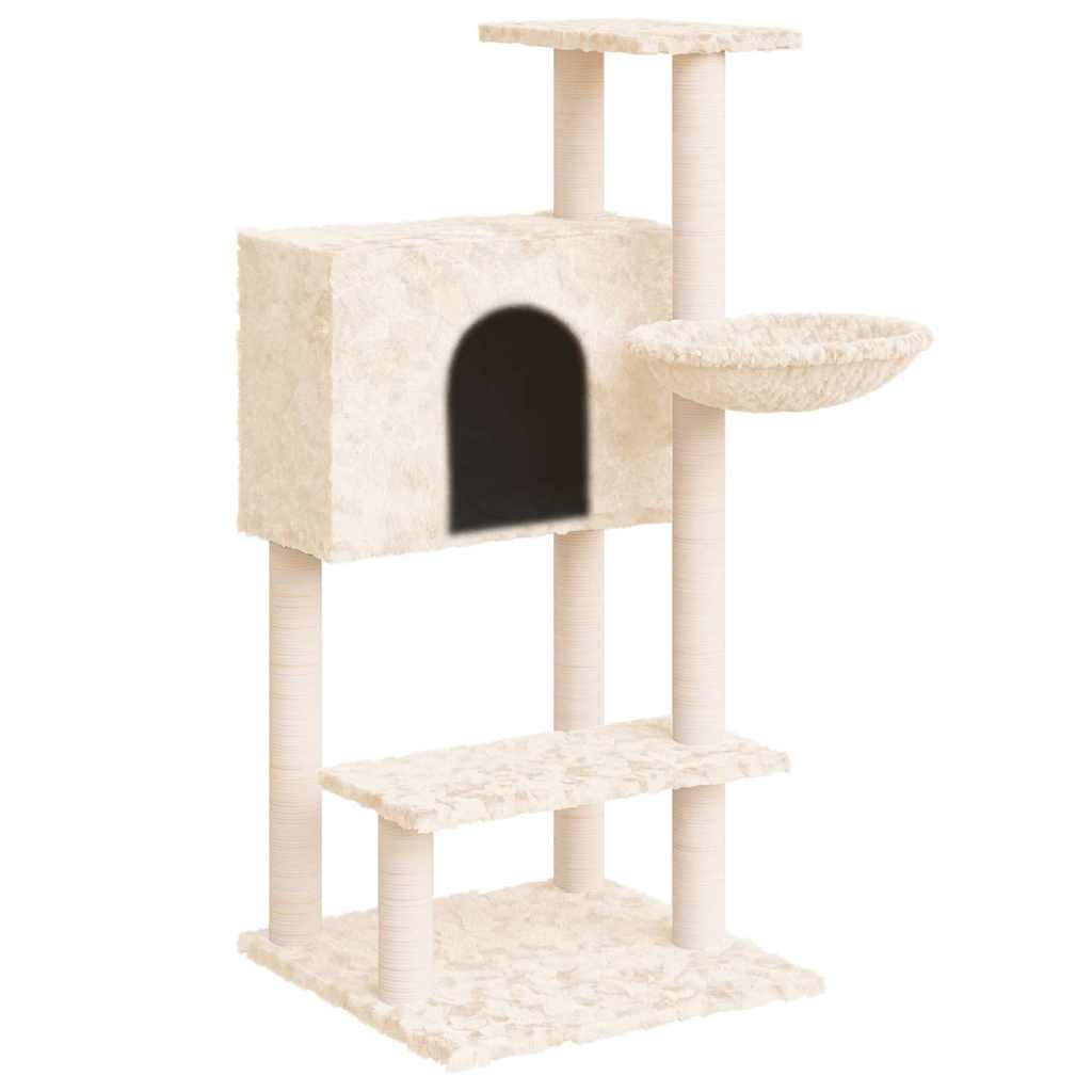 Krémszínű macskabútor szizál kaparófákkal 108,5 cm 2