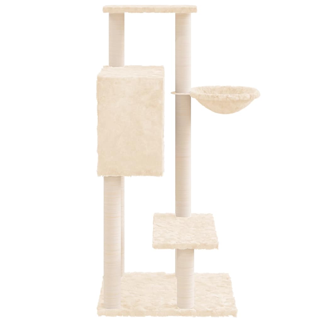 Krémszínű macskabútor szizál kaparófákkal 108,5 cm 5