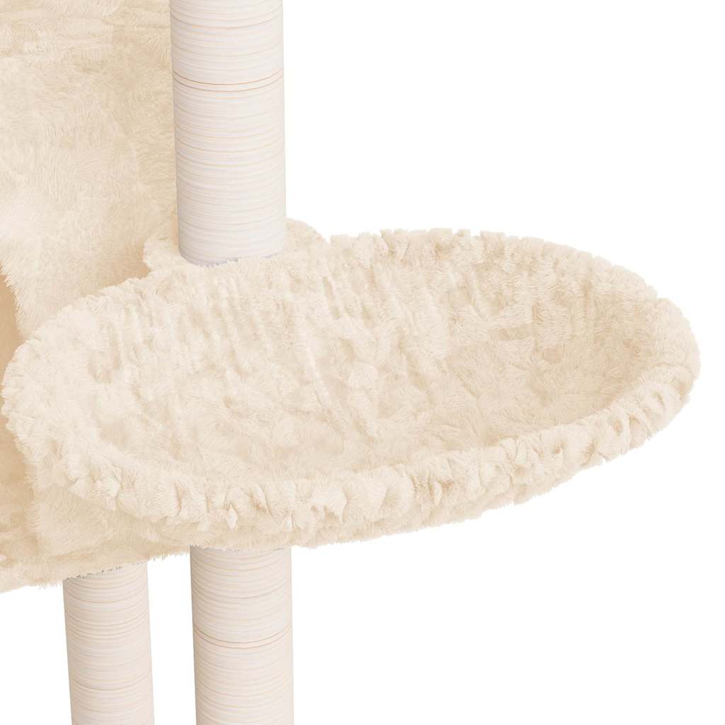 Krémszínű macskabútor szizál kaparófákkal 108,5 cm 7