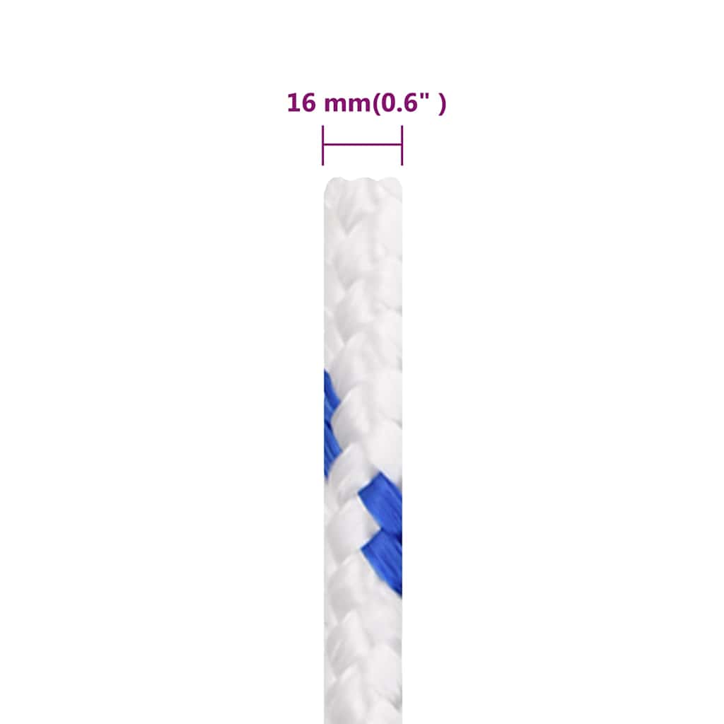 Fehér polipropilén hajókötél 16 mm 25 m 6