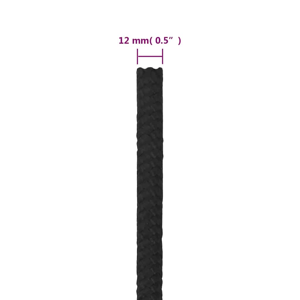 Teljesen fekete polipropilén hajókötél 12 mm 50 m 6