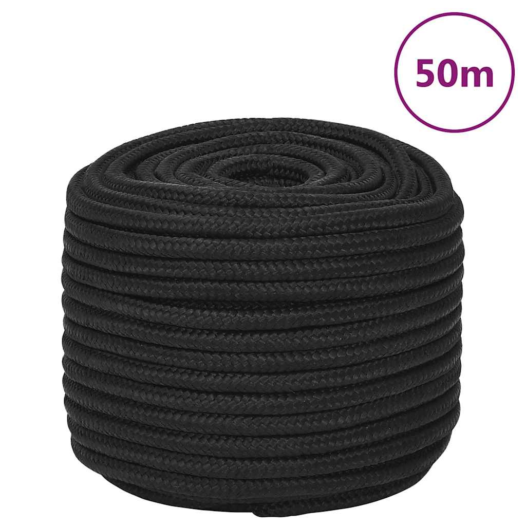 Teljesen fekete polipropilén hajókötél 14 mm 50 m