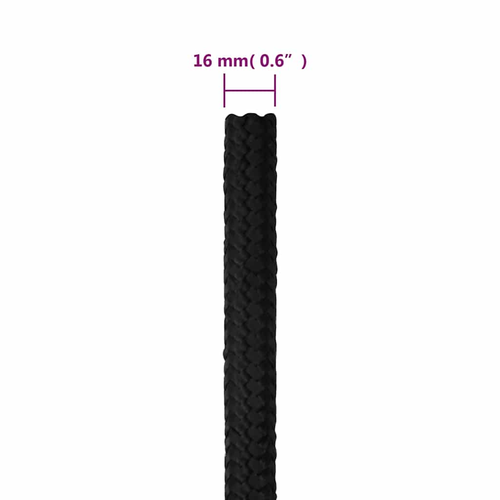 Teljesen fekete polipropilén hajókötél 16 mm 100 m 6
