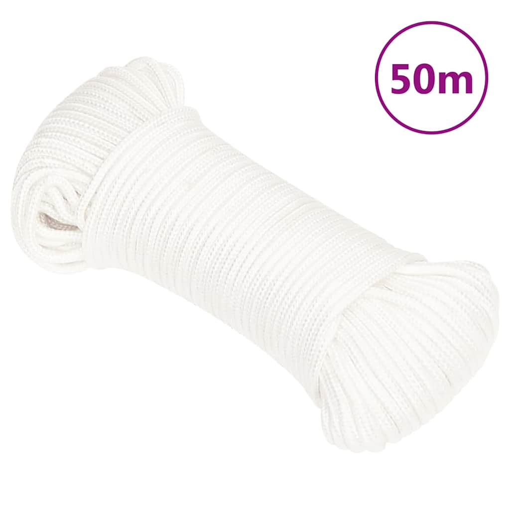 Teljesen fehér polipropilén hajókötél 5 mm 50 m