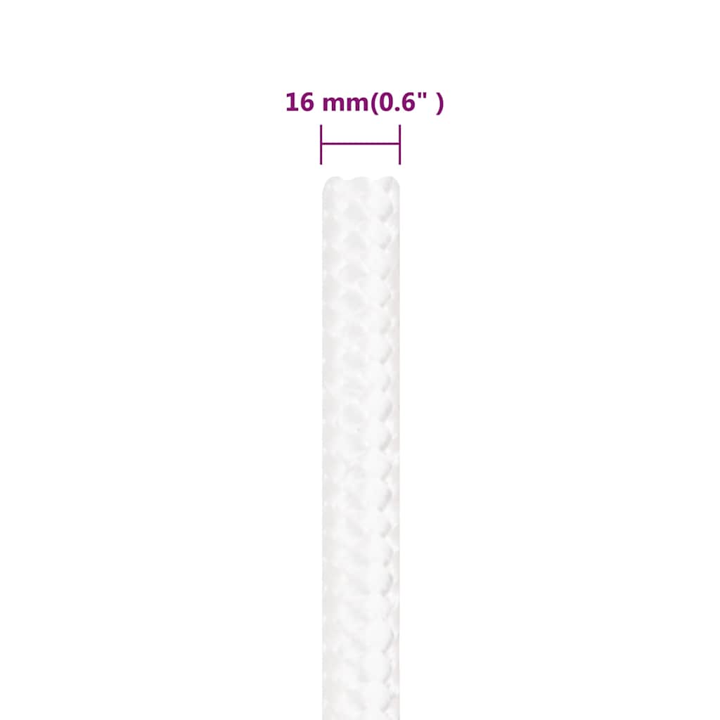 Teljesen fehér polipropilén hajókötél 16 mm 250 m 6