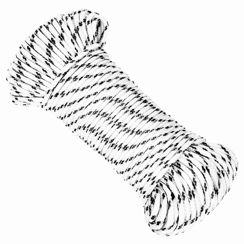 Fehér poliészter fonott csónakkötél 5 mm x 50 m