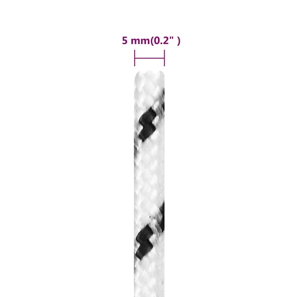 Fehér poliészter fonott csónakkötél 5 mm x 50 m 5