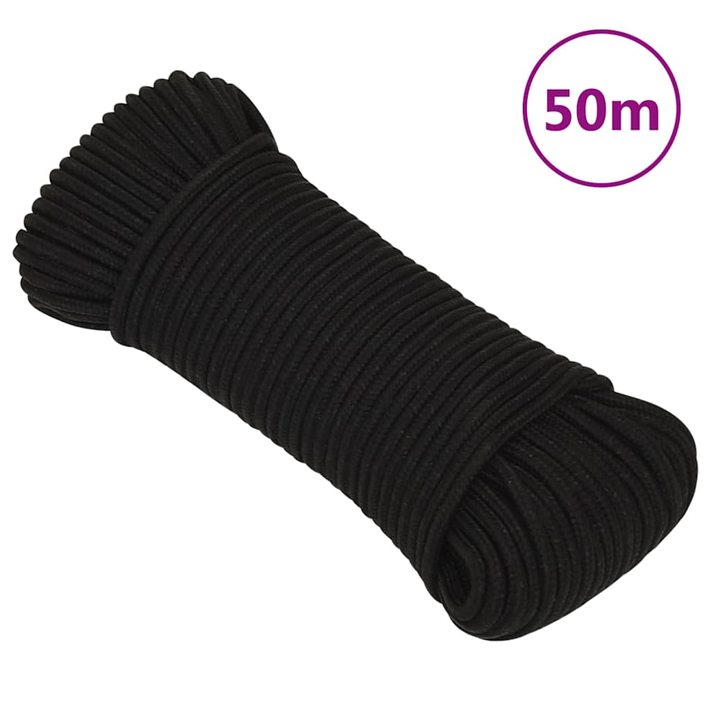 Fekete poliészter munkakötél 3 mm 50 m