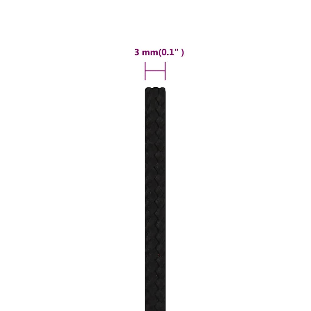 Fekete poliészter munkakötél 3 mm 50 m 6