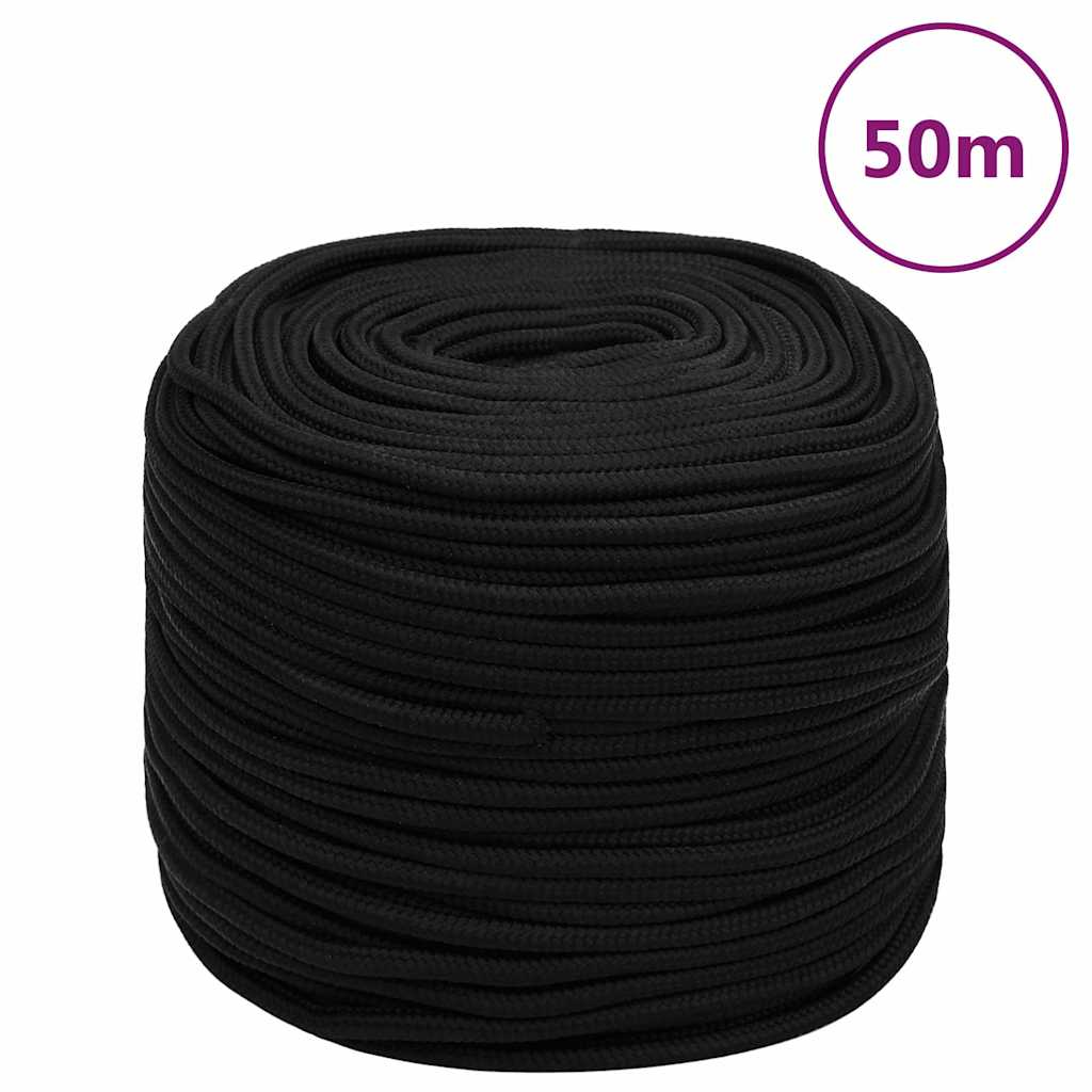 Fekete poliészter munkakötél 8 mm 50 m
