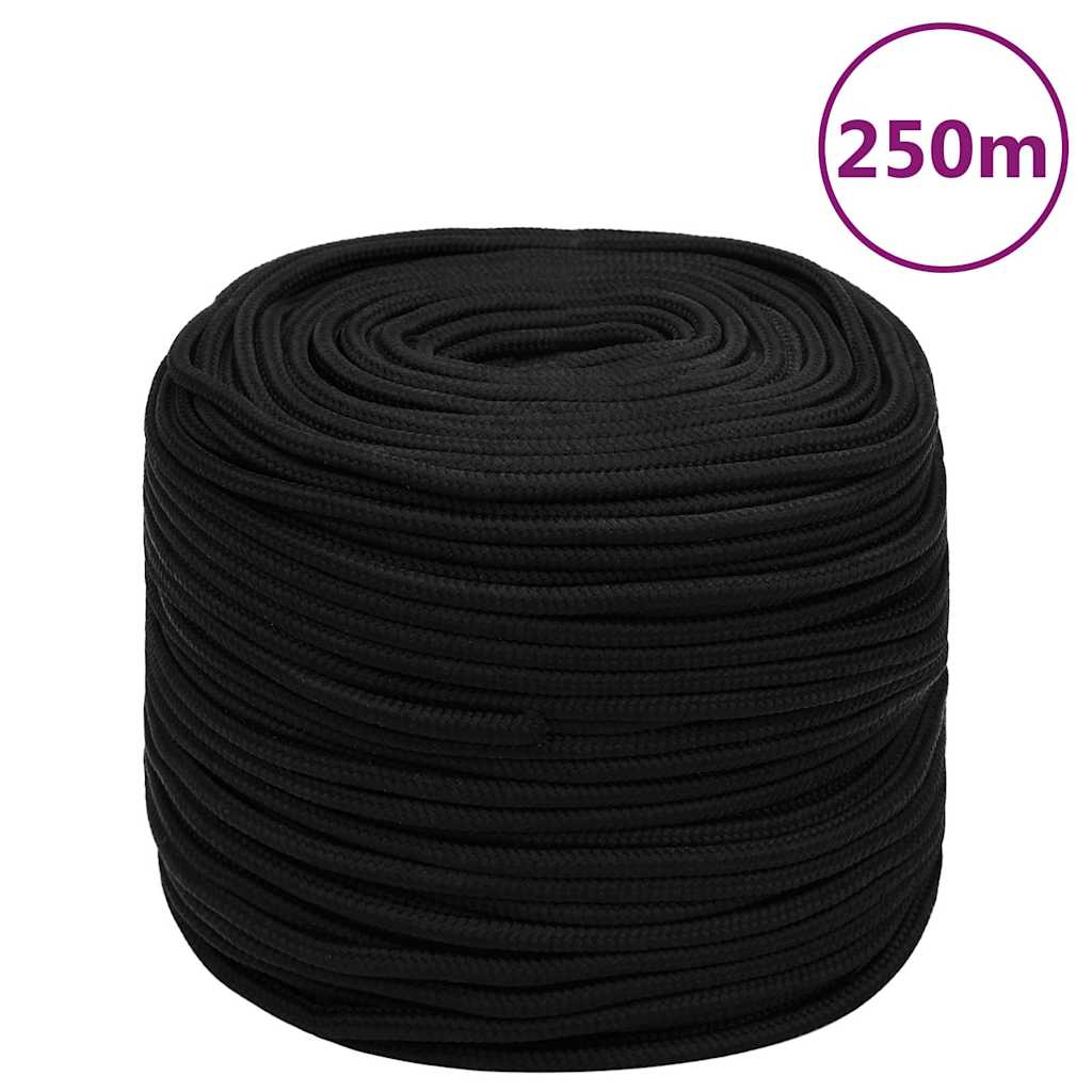 Fekete poliészter munkakötél 8 mm 250 m