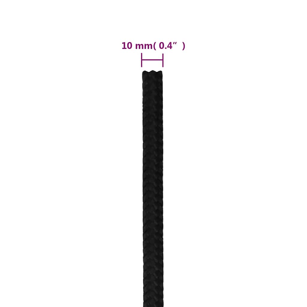 Fekete poliészter munkakötél 10 mm 25 m 6