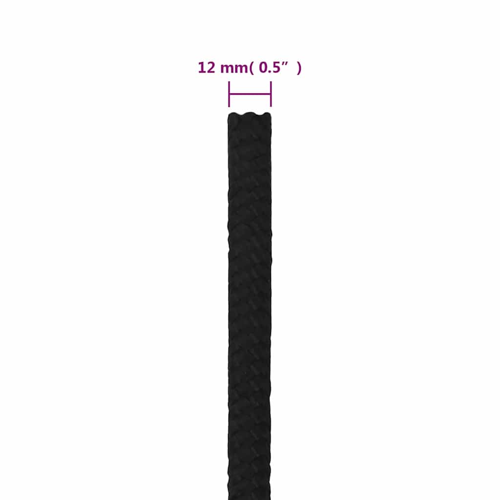 Fekete poliészter munkakötél 12 mm 250 m 6