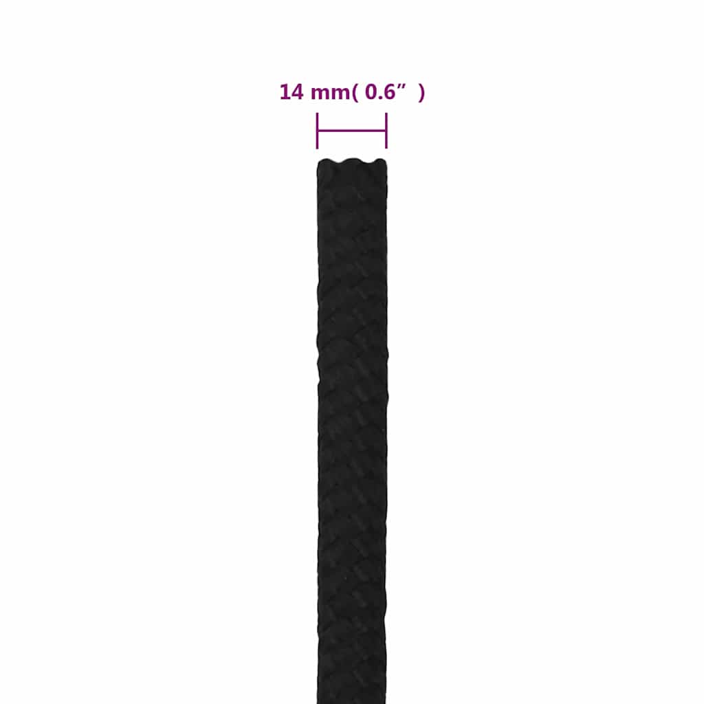 Fekete poliészter munkakötél 14 mm 25 m 6