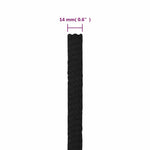 Fekete poliészter munkakötél 14 mm 100 m 6